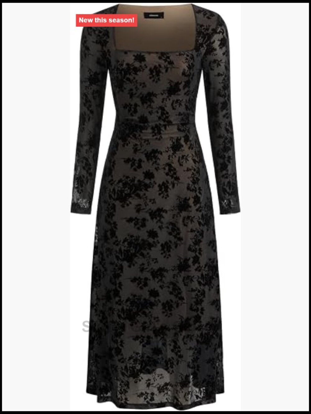 Elegant Floral Mesh Midi Dress for Evening Parties